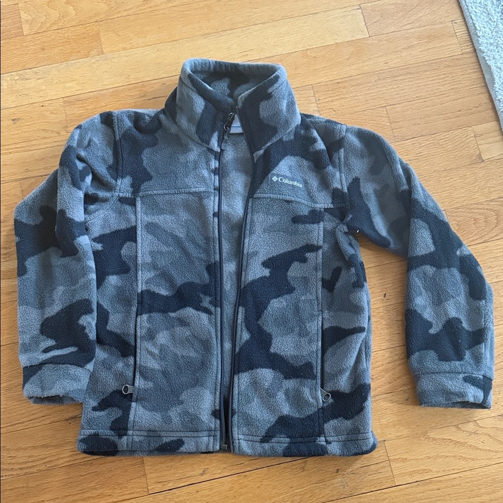 Columbia Kids Camo Fleece Jacket - Black and Gray